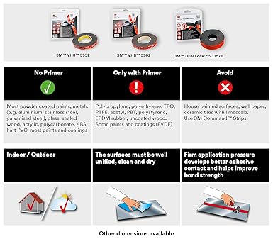 3M VHB 5952 Double-Sided Adhesive Tape — Permanent Bonding Solution (19mm x 3m, Black)